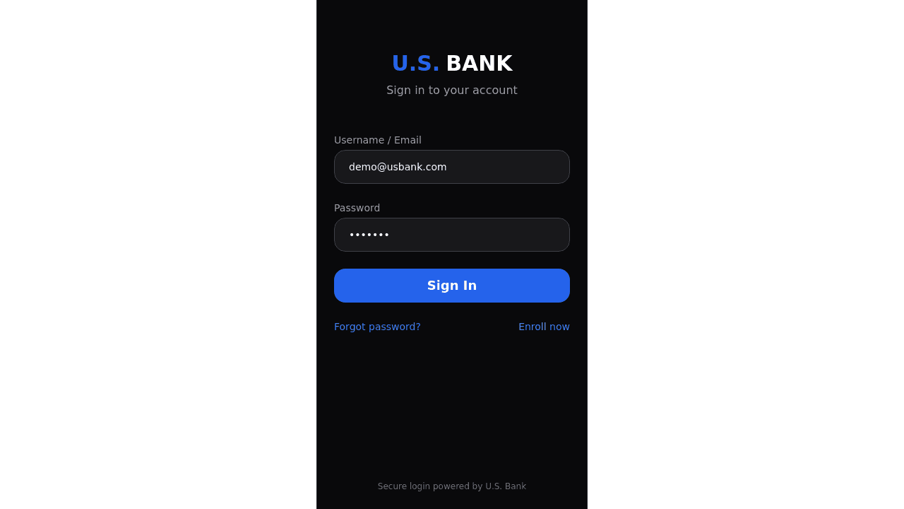 Remixed U.S. Bank Mobile UI